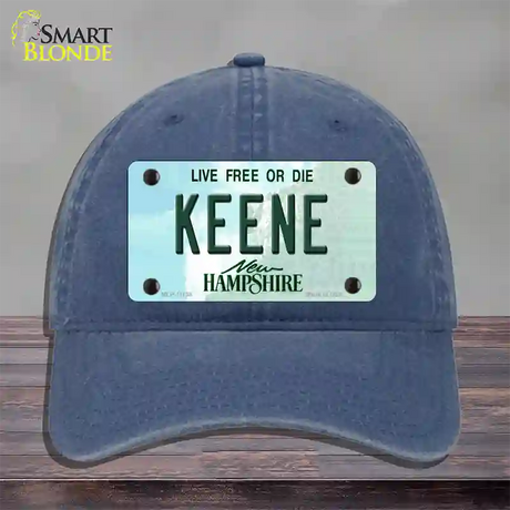 Keene New Hampshire State Novelty License Plate Hat Unconstructed Cotton / Navy