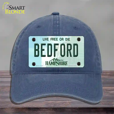 Bedford New Hampshire State Novelty License Plate Hat Unconstructed Cotton / Navy