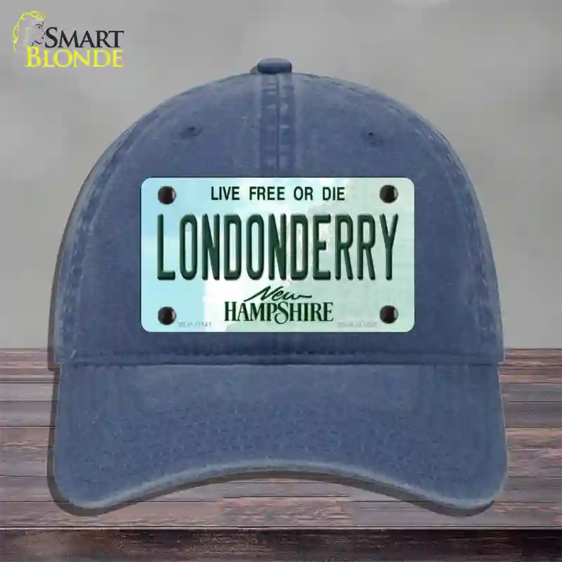 Londonderry New Hampshire State Novelty License Plate Hat Unconstructed Cotton / Navy