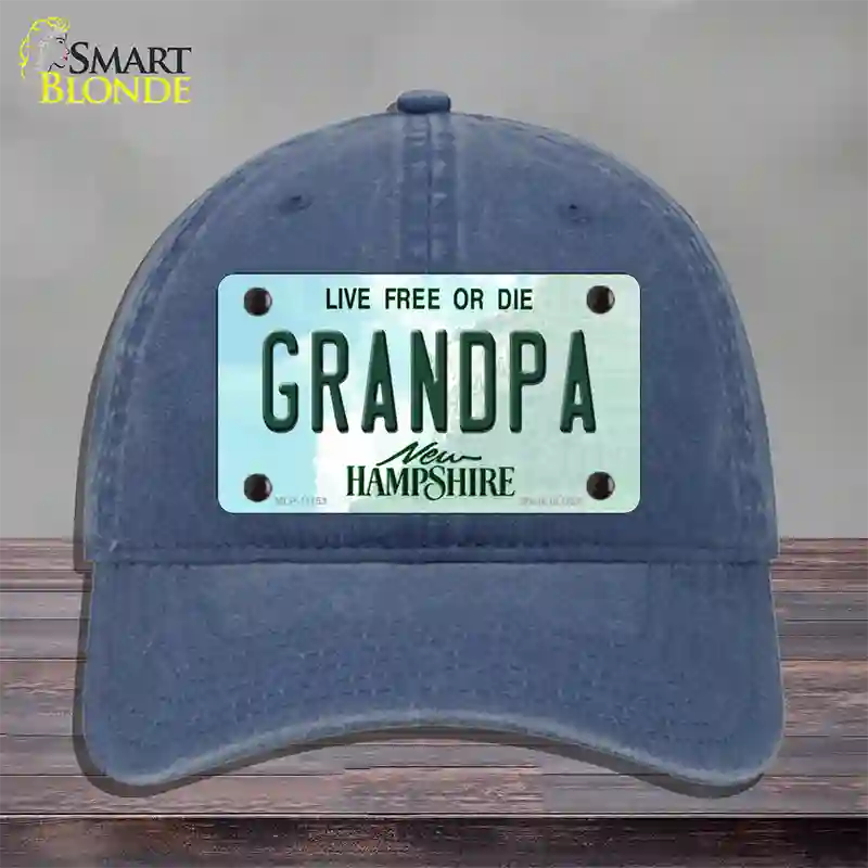 Grandpa New Hampshire State Novelty License Plate Hat Unconstructed Cotton / Navy