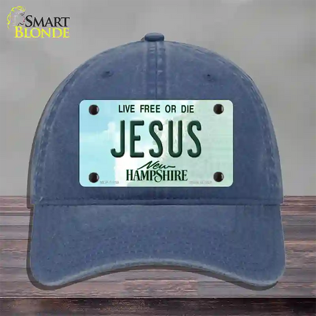 Jesus New Hampshire State Novelty License Plate Hat Unconstructed Cotton / Navy