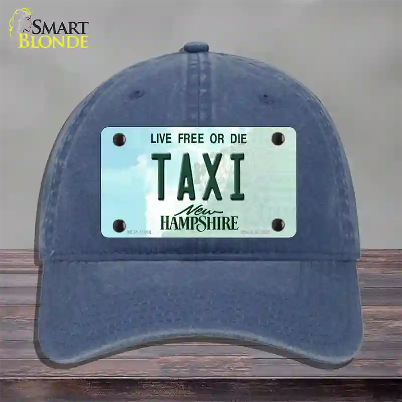 Taxi New Hampshire State Novelty License Plate Hat Unconstructed Cotton / Navy