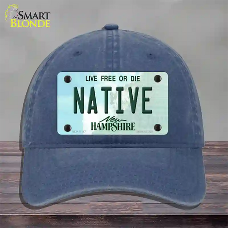 Native New Hampshire State Novelty License Plate Hat Unconstructed Cotton / Navy