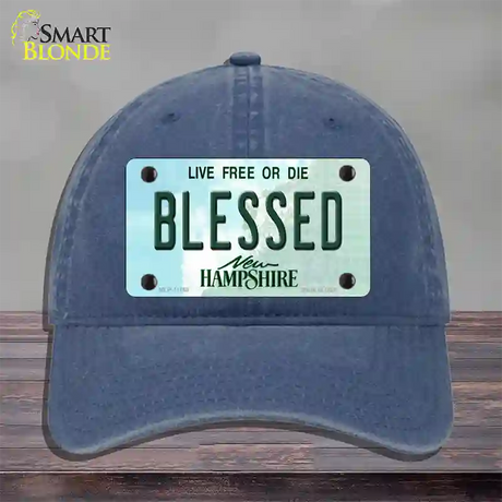 Blessed New Hampshire State Novelty License Plate Hat Unconstructed Cotton / Navy