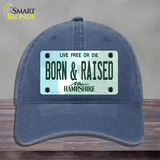 Born and Raised New Hampshire State Novelty License Plate Hat Unconstructed Cotton / Navy