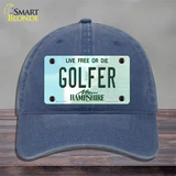 Golfer New Hampshire State Novelty License Plate Hat Unconstructed Cotton / Navy