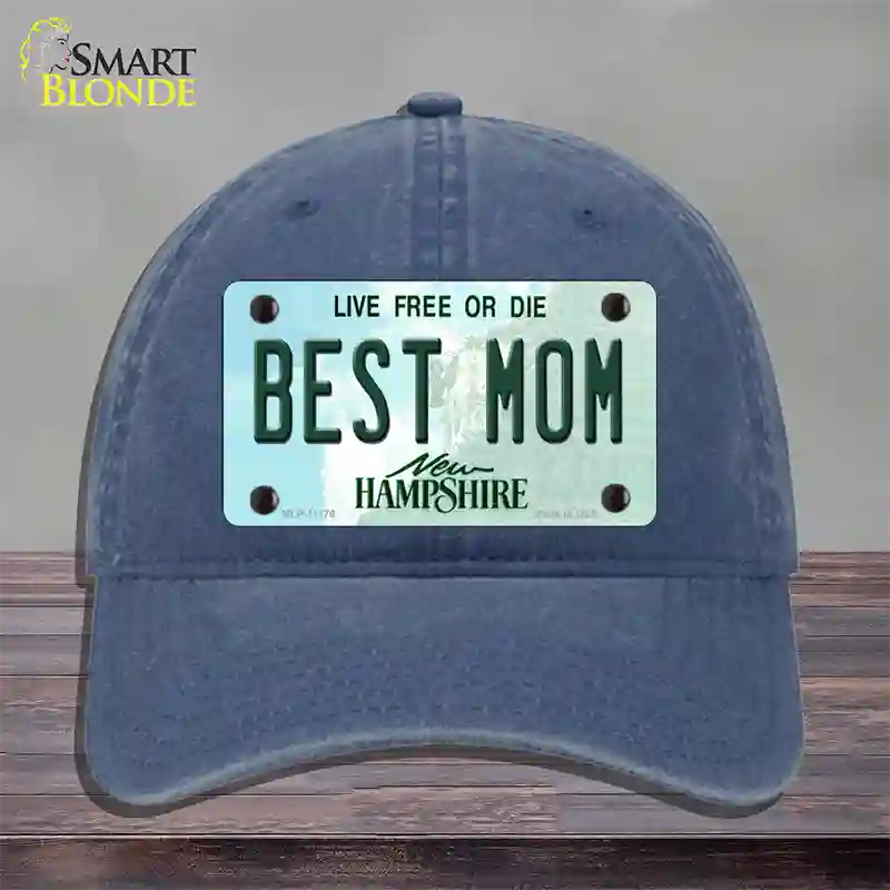 Best Mom New Hampshire State Novelty License Plate Hat Unconstructed Cotton / Navy