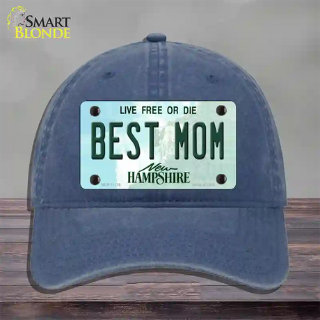 Best Mom New Hampshire State Novelty License Plate Hat Unconstructed Cotton / Navy