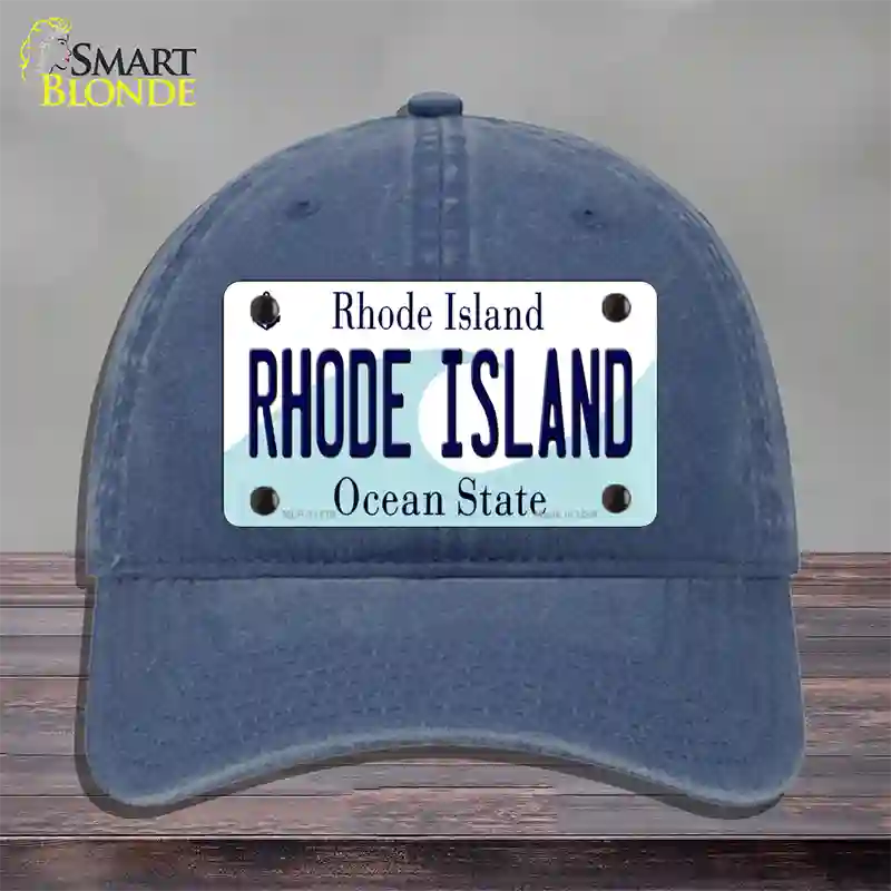 Rhode Island State Novelty License Plate Hat Unconstructed Cotton / Navy