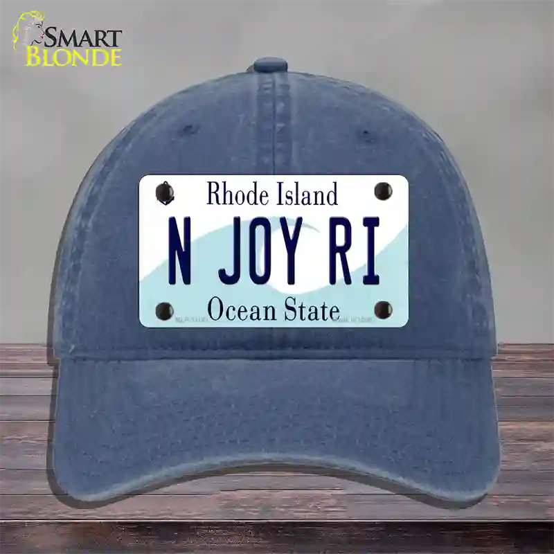 N Joy RI Rhode Island State Novelty License Plate Hat Unconstructed Cotton / Navy