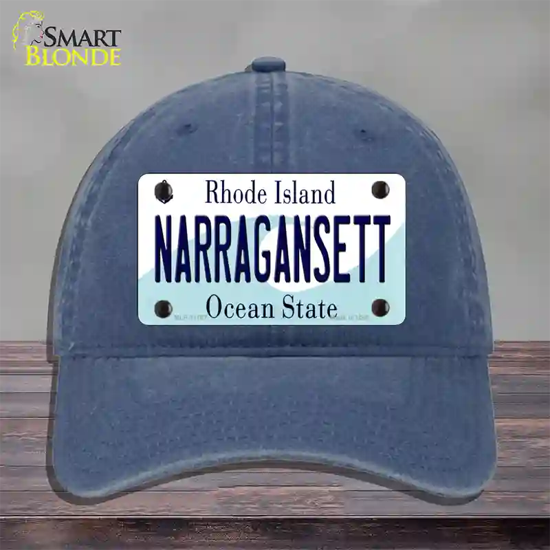 Narragansett Rhode Island State Novelty License Plate Hat Unconstructed Cotton / Navy