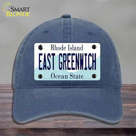 East Greenwich Rhode Island State Novelty License Plate Hat Unconstructed Cotton / Navy