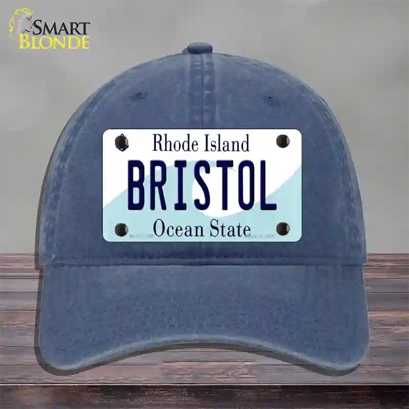 Bristol Rhode Island State Novelty License Plate Hat Unconstructed Cotton / Navy