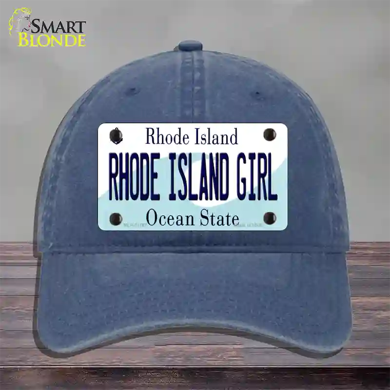 Rhode Island Girl Rhode Island State Novelty License Plate Hat Unconstructed Cotton / Navy