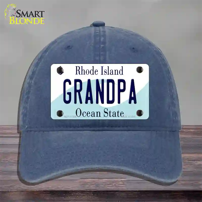 Grandpa Rhode Island State Novelty License Plate Hat Unconstructed Cotton / Navy