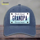 Grandpa Rhode Island State Novelty License Plate Hat Unconstructed Cotton / Navy