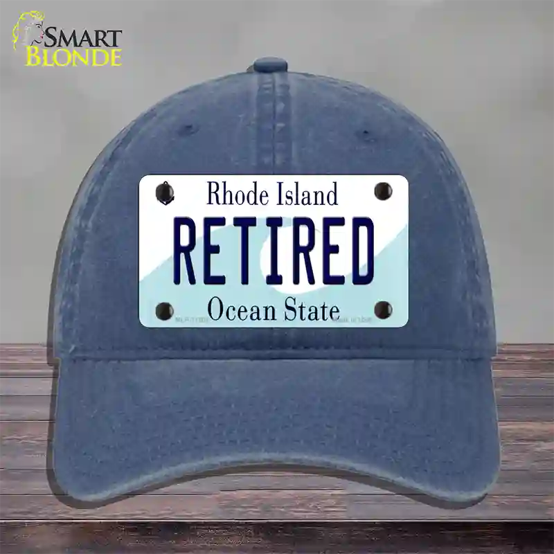 Retired Rhode Island State Novelty License Plate Hat Unconstructed Cotton / Navy