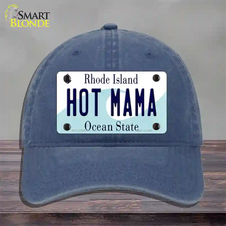 Hot Mama Rhode Island State Novelty License Plate Hat Unconstructed Cotton / Navy