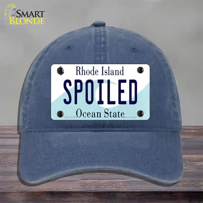 Spoiled Rhode Island State Novelty License Plate Hat Unconstructed Cotton / Navy