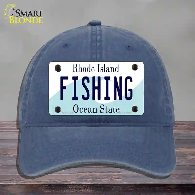 Fishing Rhode Island State Novelty License Plate Hat Unconstructed Cotton / Navy