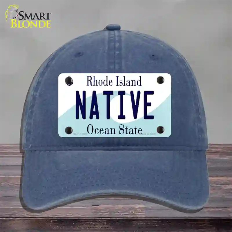 Native Rhode Island State Novelty License Plate Hat Unconstructed Cotton / Navy