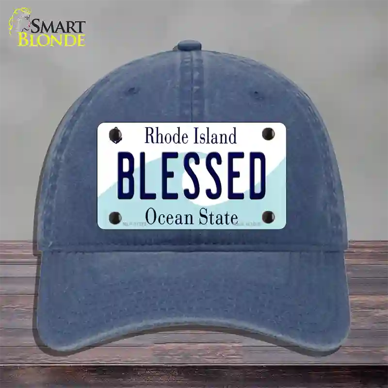 Blessed Rhode Island State Novelty License Plate Hat Unconstructed Cotton / Navy