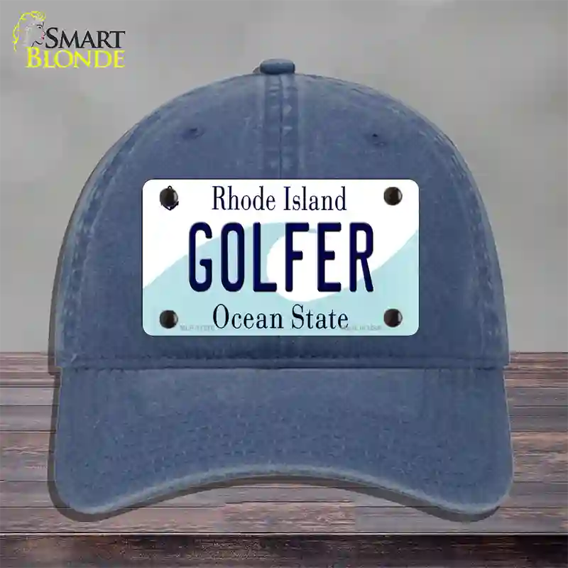 Golfer Rhode Island State Novelty License Plate Hat Unconstructed Cotton / Navy