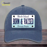 Born and Raised Rhode Island State Novelty License Plate Hat Unconstructed Cotton / Navy