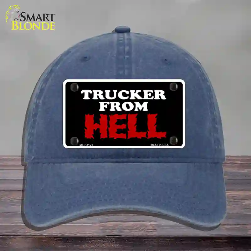 Mesh From Hell Novelty License Plate Hat Unconstructed Cotton / Navy