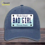 Bad Girl Rhode Island State Novelty License Plate Hat Unconstructed Cotton / Navy