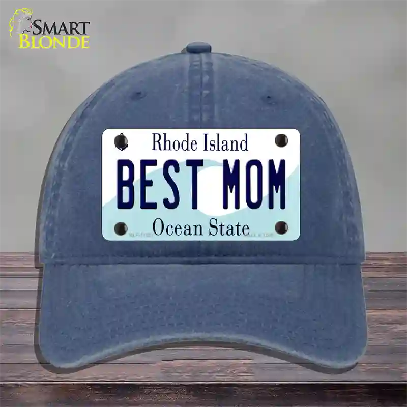 Best Mom Rhode Island State Novelty License Plate Hat Unconstructed Cotton / Navy