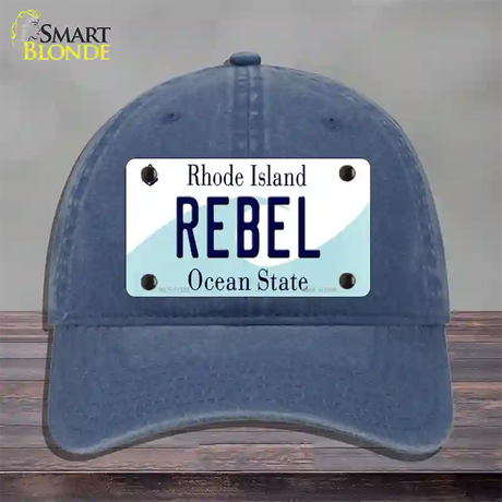 Rebel Rhode Island State Novelty License Plate Hat Unconstructed Cotton / Navy