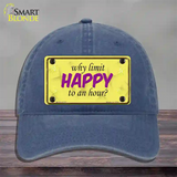 Why Limit HAPPY To An Hour Novelty License Plate Hat Unconstructed Cotton / Navy