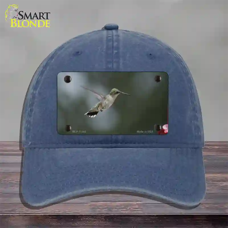 Hummingbird In Flight Novelty License Plate Hat Unconstructed Cotton / Navy