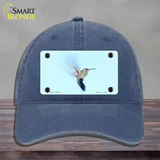 Hummingbird In Flight, Blue Novelty License Plate Hat Unconstructed Cotton / Navy