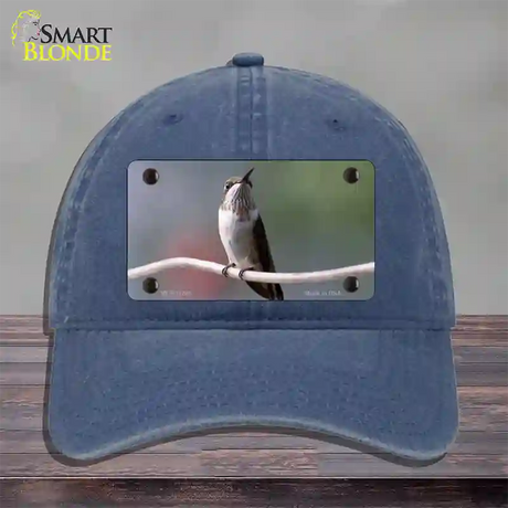 Hummingbird Perched On Branch Novelty License Plate Hat Unconstructed Cotton / Navy