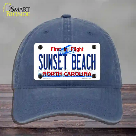 Sunset Beach North Carolina State Novelty License Plate Hat Unconstructed Cotton / Navy