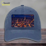 Paris At Night Eiffel Tower In Center Novelty License Plate Hat Unconstructed Cotton / Navy