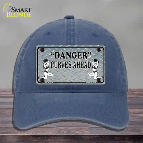 Danger Curves Ahead Novelty License Plate Hat Unconstructed Cotton / Navy