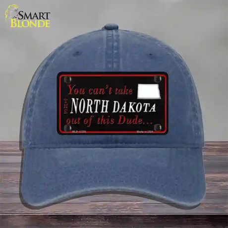 North Dakota Dude Novelty License Plate Hat Unconstructed Cotton / Navy