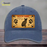 Boston Terrier Novelty License Plate Hat Unconstructed Cotton / Navy