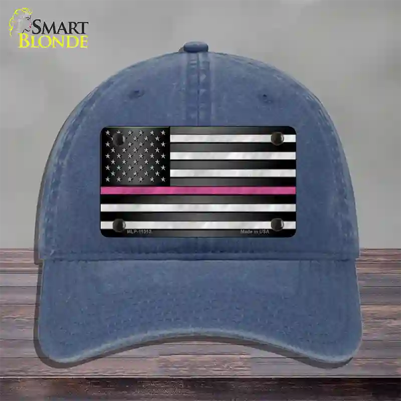 Thin Pink Line Novelty License Plate Hat Unconstructed Cotton / Navy