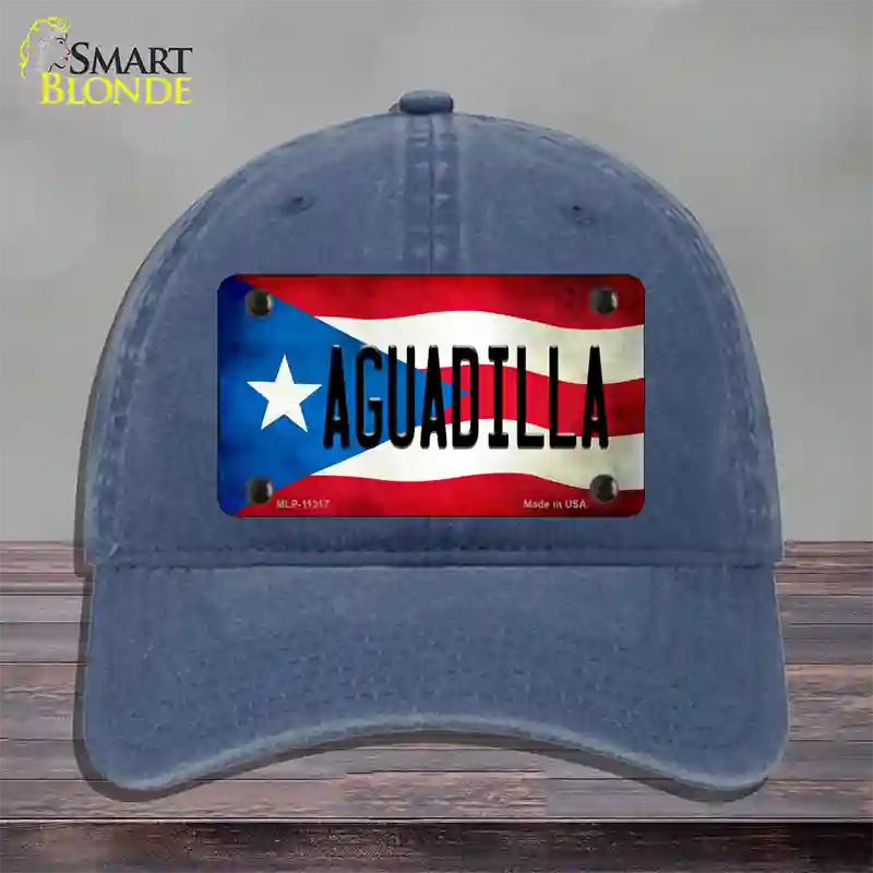 Aguadilla Puerto Rico Flag Novelty License Plate Hat Unconstructed Cotton / Navy