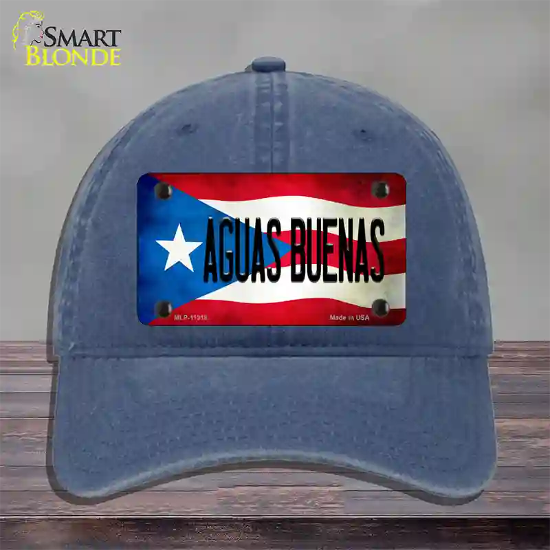 Aguas Buenas Puerto Rico Flag Novelty License Plate Hat Unconstructed Cotton / Navy