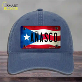 Anasco Puerto Rico Flag Novelty License Plate Hat Unconstructed Cotton / Navy