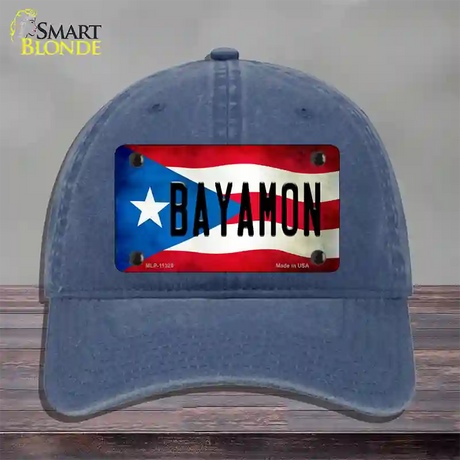 Bayamon Puerto Rico Flag Novelty License Plate Hat Unconstructed Cotton / Navy