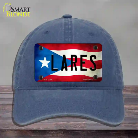 Lares Puerto Rico Flag Novelty License Plate Hat Unconstructed Cotton / Navy