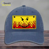 Smiley Flame Novelty License Plate Hat Unconstructed Cotton / Navy