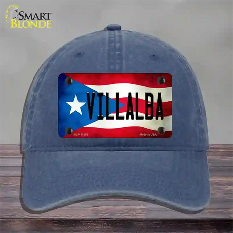 Villalba Puerto Rico Flag Novelty License Plate Hat Unconstructed Cotton / Navy