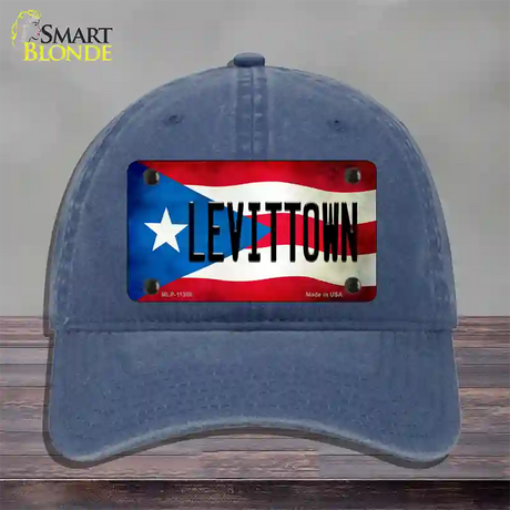 Levittown Puerto Rico Flag Novelty License Plate Hat Unconstructed Cotton / Navy